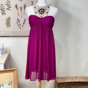 Vintage 90s Y2k Cache Purple Beaded Jeweled Dress McBling Trashy Bimbo Party 4
